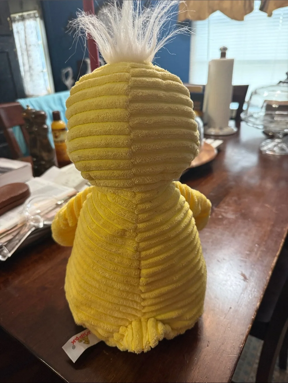 Plush Yellow Duck Bird Toy with Orange Beak and Feet - Soft Corduroy Pet Toy